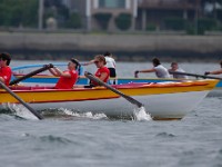 Women representing the United States row in the XII International Azorean Whaleboat Regatta which took place in Clarke's Cove in New Bedford after a six year hiatus.