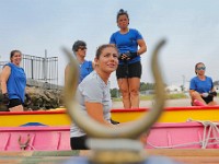 Raquel Serpa of the Azorean island of Pico and the women representing Faial prepare to row in the XII International Azorean Whaleboat Regatta which took place in Clarke's Cove in New Bedford after a six year hiatus.