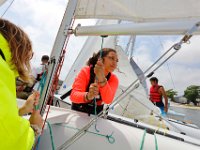 Instructors and junior instructors of the Community Boating Center in New Bedford prepare for the upcoming summer programs, which begins on Monday, with a sail off in Clarke's Cove.   [ PETER PEREIRA/THE STANDARD-TIMES/SCMG ]