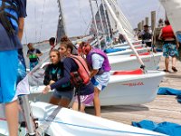 Instructors and junior instructors of the Community Boating Center in New Bedford prepare for the upcoming summer programs, which begins on Monday, with a sail off in Clarke's Cove.   [ PETER PEREIRA/THE STANDARD-TIMES/SCMG ]
