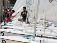 Instructors and junior instructors of the Community Boating Center in New Bedford prepare for the upcoming summer programs, which begins on Monday, with a sail off in Clarke's Cove.   [ PETER PEREIRA/THE STANDARD-TIMES/SCMG ]