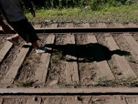 ma nb HomelessinTheWoods  James Soares, 50, walks out of the woods where he lives in the woods behind Save-A-Lot in the north end of New Bedford.  PETER PEREIRA/THE STANDARD-TIMES : poverty, homeless, woods