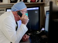 Dr. Joseph Tondreau at his station in the ED at the Charlton Memorial Hospital in Fall River.  PHOTO PETER PEREIRA