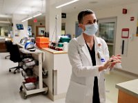 Michelle Wakeman, nurse manager, washes her hands as she makes her way through the ICU at Tobey Hospital in Wareham.  PHOTO PETER PEREIRA