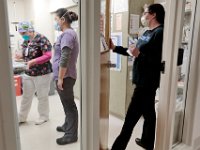 Nurses pull medication from the pharmacy inside the ICU at Tobey Hospital in Wareham.  PHOTO PETER PEREIRA