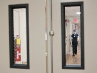 Elizabeth Birely, RN makes her way to her next patient in the SK2 at Tobey Hospital in Wareham.  PHOTO PETER PEREIRA