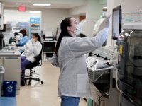 Melissa Briggs, runs tests inside the lab at Tobey Hospital in Wareham.  [ PETER PEREIRA/THE STANDARD-TIMES/SCMG ]