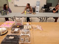 Courtney Lima and fellow Taylor School teachers are socially distanced as they enjoy lunch on the first day of school. Courtney Lima who attended the Taylor School in New Bedford as a student for grades K-6, returns for her first day of school, this time as a third grade teacher. Ms. Lima will be teaching third graders virtually this year, as part of the Distance Learning Academy for students who opted to stay home for this school year.  PHOTO PETER PEREIRA