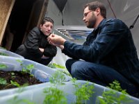 ma nb WhalingCitySchool  Science teacher Chris Blake explains polination to Darien Dobeck, 16, inside the makeshift greenhouse that they built at the Whaling City Alternative School in New Bedford.   PETER PEREIRA/THE STANDARD-TIMES/SCMG : education