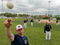 ma nb_ N8A9876  First baseman, Anthony Critelli, and fellow Bay Sox players have their first team practice as they prepare for the season at Paul Walsh Field in New Bedford, MA.  PETER PEREIRA/THE STANDARD-TIMES : sports, baseball