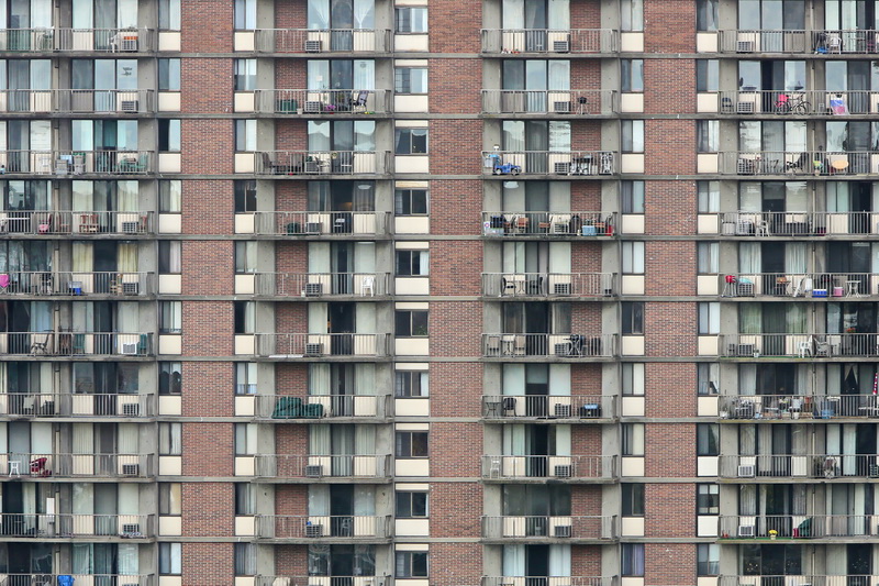A residential high rise in Fall River, MA is sub-divided into rectangles of living space.  PHOTO PETER PEREIRA