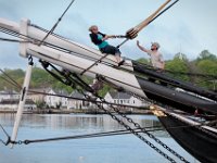 _MG_5060  PHOTO PETER PEREIRA/The Standard-Times  ++ Crewmembers prepare to cast off from Mystic, CTY.    The Charles W. Morgan whaleship makes her way from Mystic Seaport in Mystic, CT to New London, CT in the first leg of the journey that will see it return to New Bedford in June.