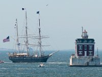 _N8A5174  PHOTO PETER PEREIRA/The Standard-Times  ++  The Charles W. Morgan makes her way past the New London Ledge Lighthouse on her way to New London, CT.  The Charles W. Morgan whaleship makes her way from Mystic Seaport in Mystic, CT to New London, CT past Avery Point in Groton, CT  in the first leg of the journey that will see it return to New Bedford in June.
